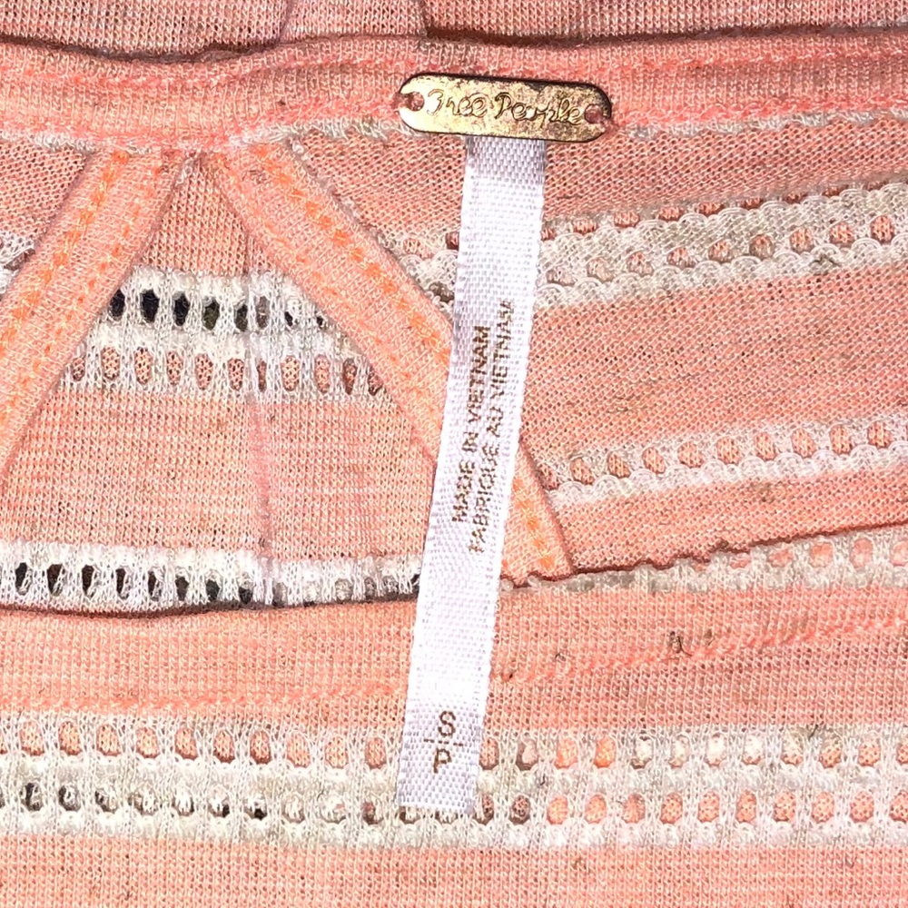 Free People Peach & White Off-shoulder Top - Picture 4 of 10